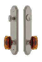 Grandeur Hardware
ARCBCA_82
Arc Tall Plate Complete Entry Set with Baguette Amber Knob