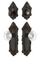 GrandeurGVCBOR_ComboGrande Vic Plate with Bordeaux Crystal Knob and matching Deadbolt