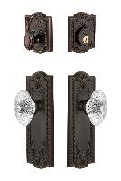 GrandeurPARBUR_ComboParthenon Plate with Burgundy Crystal Knob and matching Deadbolt