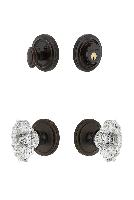 GrandeurCIRBIA_ComboCirculaire Rosette with Biarritz Crystal Knob and matching Deadbolt