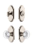 GrandeurARCBOR_ComboArc Plate with Bordeaux Crystal Knob and matching Deadbolt