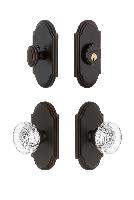 GrandeurARCBOR_ComboArc Plate with Bordeaux Crystal Knob and matching Deadbolt