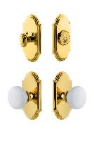 GrandeurARCHYD_ComboArc Plate with Hyde Park Porcelain Knob and matching Deadbolt