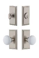 GrandeurCARHYD_ComboCarre Plate with Hyde Park Porcelain Knob and matching Deadbolt