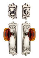 GrandeurWINBCA_ComboWindsor Plate with Amber Baguette Crystal Knob and matching Deadbolt