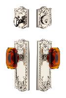 GrandeurPARBCA_ComboParthenon Plate with Amber Baguette Crystal Knob and matching Deadbolt