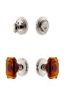 GrandeurCIRBCA_ComboCirculaire Rosette with Amber Baguette Crystal Knob and matching Deadbolt