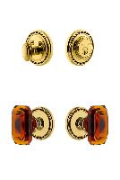 GrandeurSOLBCA_ComboSoleil Plate with Amber Baguette Crystal Knob and matching Deadbolt