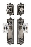 GrandeurWINBCC_ComboWindsor Plate with Baguette Crystal Knob and matching Deadbolt
