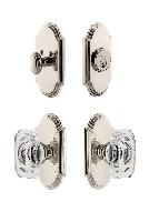 GrandeurARCBCC_ComboArc Plate with Baguette Crystal Knob and matching Deadbolt