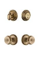 GrandeurGEOBOU_ComboGeorgetown Rosette with Bouton Knob and matching Deadbolt