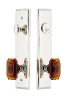 Grandeur HardwareCARBCA_82Carre' Tall Plate Complete Entry Set with Baguette Amber Knob
