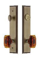 Grandeur HardwareCARBCA_82Carre' Tall Plate Complete Entry Set with Baguette Amber Knob