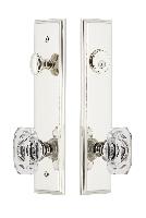 Grandeur HardwareCARBCC_82Carre' Tall Plate Complete Entry Set with Baguette Clear Crystal Knob