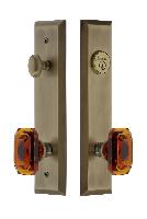 Grandeur HardwareFAVBCA_82Fifth Avenue Tall Plate Complete Entry Set with Baguette Amber Knob