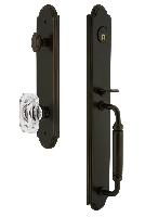 Grandeur HardwareARCCGRBCCArc One-Piece Handleset with C Grip and Baguette Clear Crystal Knob
