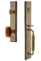 Grandeur HardwareCARCGRBCACarre' One-Piece Handleset with C Grip and Baguette Amber Knob