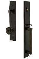 Grandeur HardwareCARDGRBOUCarre' One-Piece Handleset with D Grip and Bouton Knob