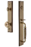 Grandeur HardwareCARFGRBOUCarre' One-Piece Handleset with F Grip and Bouton Knob