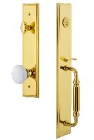 Grandeur HardwareCARFGRHYDCarre' One-Piece Handleset with F Grip and Hyde Park Knob