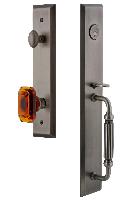 Grandeur HardwareFAVFGRBCAFifth Avenue One-Piece Handleset with F Grip and Baguette Amber Knob
