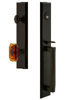Grandeur HardwareFAVDGRBCAFifth Avenue One-Piece Handleset with D Grip and Baguette Amber Knob