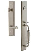 Grandeur HardwareCARFGRGEOCarre' One-Piece Handleset with F Grip and Georgetown Lever