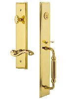 Grandeur HardwareCARFGRPRTCarre' One-Piece Handleset with F Grip and Portofino Lever