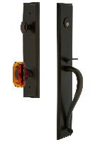 Grandeur HardwareCARSGRBCACarre' One-Piece Handleset with S Grip and Baguette Amber Knob