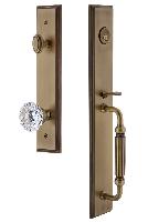 Grandeur HardwareCARFGRFONCarre' One-Piece Handleset with F Grip and Fontainebleau Knob
