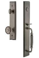 Grandeur HardwareCARFGRSOLCarre' One-Piece Handleset with F Grip and Soleil Knob